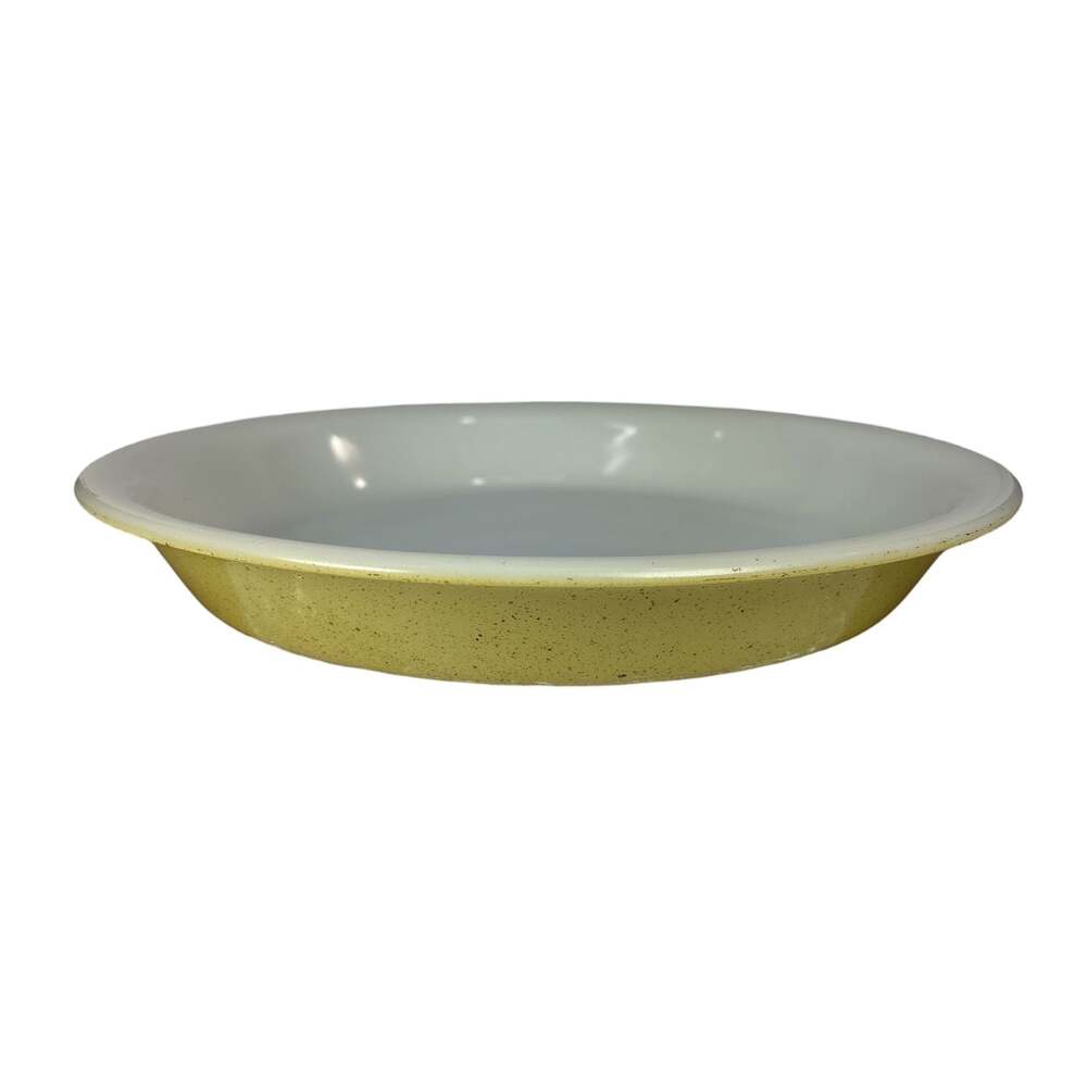 Vintage Pyrex 8.5 Inch Desert Dawn Yellow Speckled Pie Plate Ovenware #209 USA - Picture 3 of 8